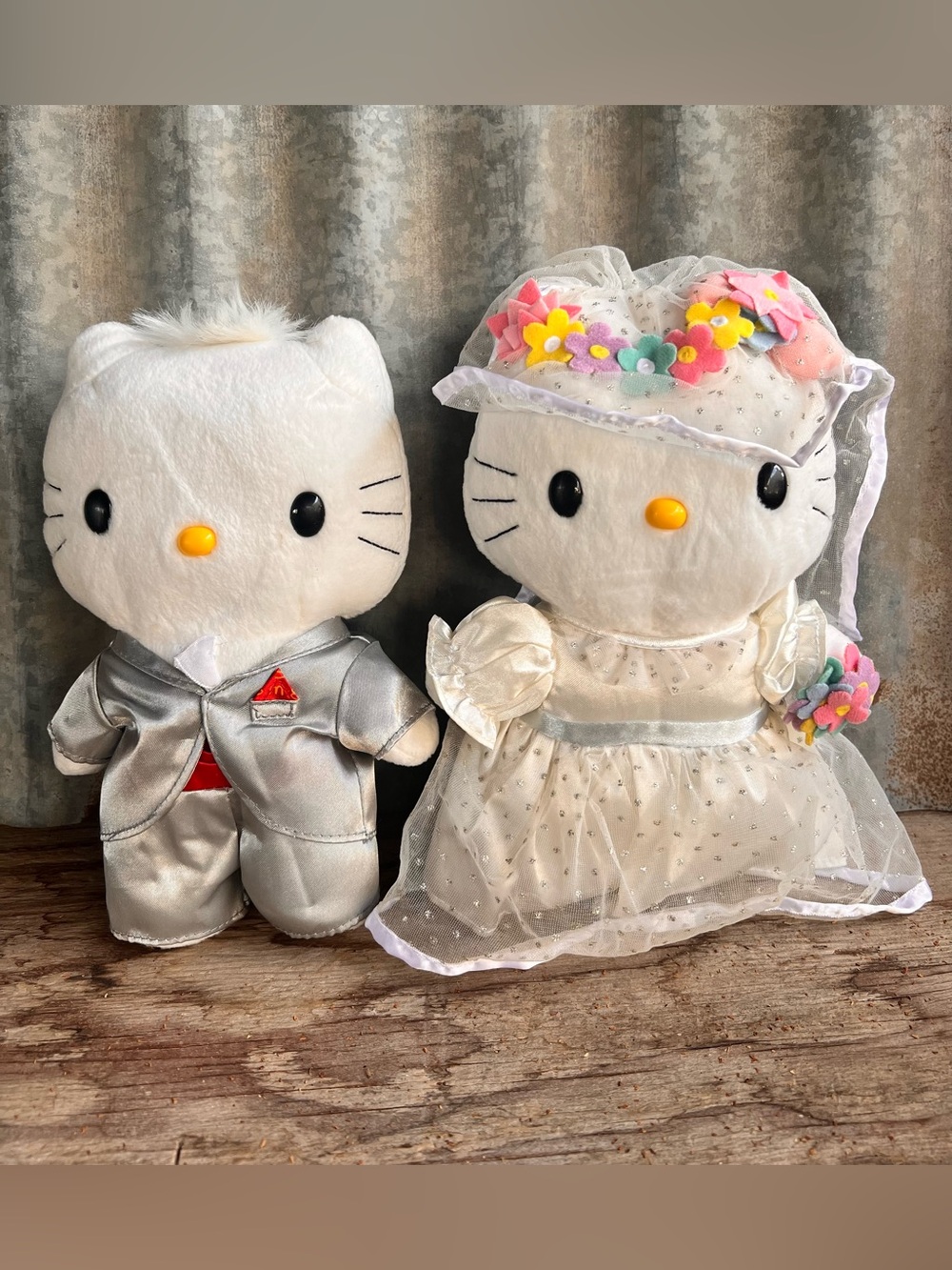 vintage Sanrio Hello Kitty and Dear Daniel "Romantic Wedding" plush set